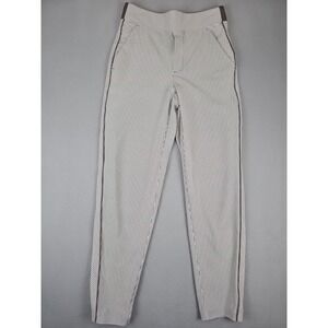 Athleta gray and White Striped Ankle Pants